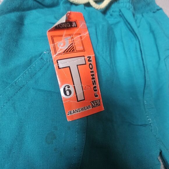 Vintage Kawaii Canvas 2T Pants Toddler Blue Elastic Tie Waist Embroidered Doll - Picture 6 of 9